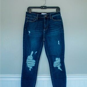 Cello Dark Blue Distressed Skinny Jeans